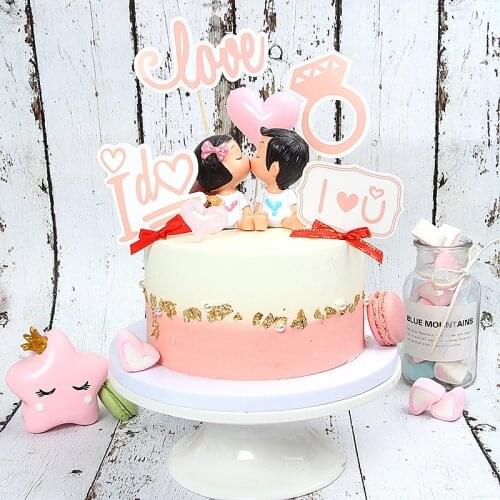 INS I Love You Valentines Day Cake Topper Love Heart Wedding Cupcake Topper for Valentines Day Wedding Party Cake Decorations