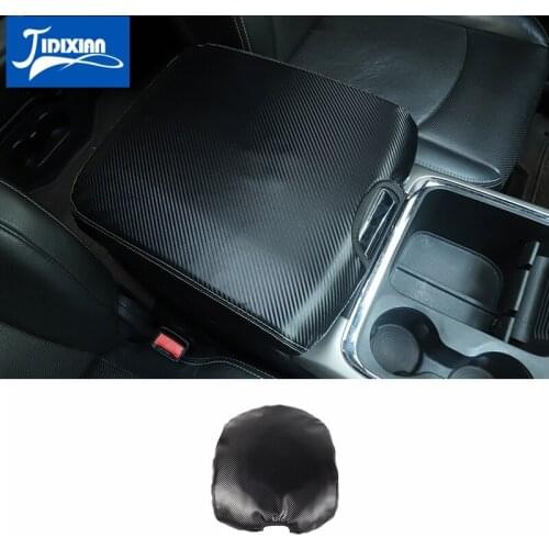 MOPAI Interior Accessories Dodge Ram 2010-2017 Leather Carbon Fiber Grain Car Storage Armrest Box Pad for Dodge Ram 2010-2017