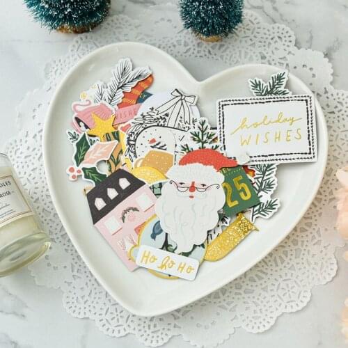 KLJUYP 40pcs Merry Christmas Cardstock Die Cuts for Scrapbooking Happy Planner/Card Making/Journaling Project