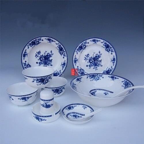 Royal rose Jingdezhen 28 head blue glaze ceramic bone china tableware gift packaging