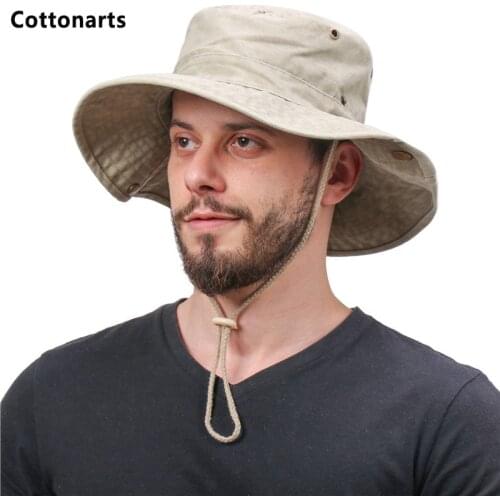 Summer Men Fashion Solid Color Big Brim Cap Anti-UV Sun Hats Unisex Portable and Foldable Fishing Caps Drawstring Adjustable Hat
