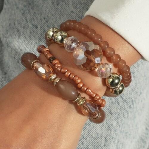 ORNAPEADIA Hot Selling Bracelet Female Bohemian Beads Bracelet Ethnic Style Personality Creative Crystal Bracelet Wholesale