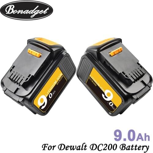 Bonadget 2Piece 9000mAh 20V Li-ion Battery For Dewalt DCB200 DCB180 DCB181 DCB182 DCB201 DCB204-2 Chargeable Power Tools Battery