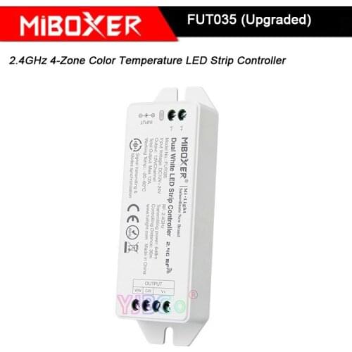 Miboxer 2.4GHz 4-Zone Color Temperature LED Strip light Controller,FUT035 (Upgraded) DC12V~24V Double white led lamp tape dimmer