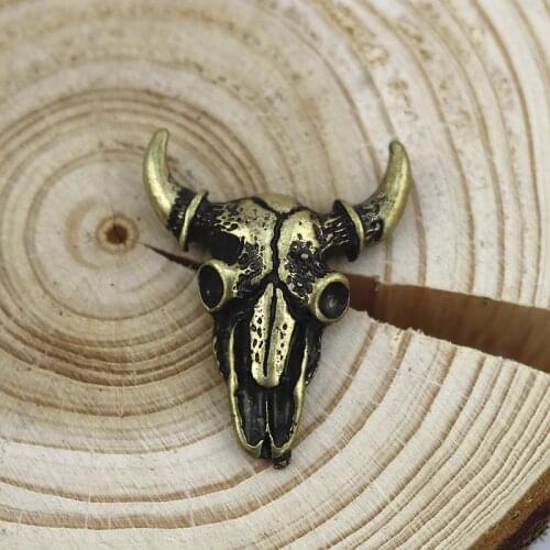 Fashion jewelry metal vintage buffalo bull head skull badge brooch collar pin