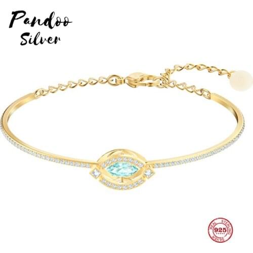 PANDOO Fashion Charm Pure 925 Silver Original 1:1 Copy, Fresh Color Gorgeous Noble Wild Bracelet Female Luxury Jewelry Gifts