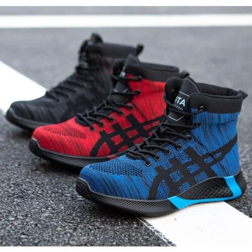 Safety Shoes Men Work Boots Steel Toe Shoes Puncture-Proof Work Shoes High Top Sneakers Men Safety Boots Breathable Mens Boots