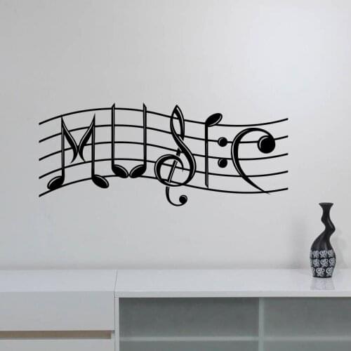 Music Wall Decal Art Words Treble Clef Notes Keys Vinyl Sticker Creative Musical Sign Bedroom Music Studio Interior Decor Q689