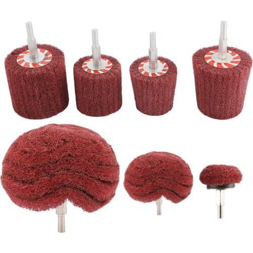 7 PCS Non Woven Abrasive Buffing Wheels Drill Attachment Set, Scouring Pads Wheel with 1/4 Inch Shank for Polishing