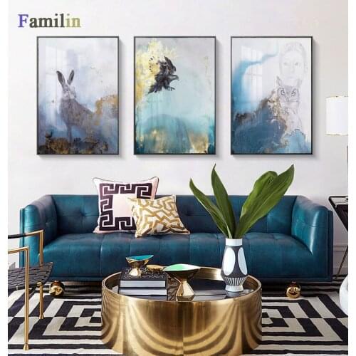 Golden Abstract Landscape Wall Art Canvas Painting Nordic Posters and Prints Decoration Home Wall Pictures for Living Room Decor