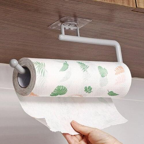 Kitchen Paper Roll Holder Wall Mounted Towel Hanger Rack Rag Hanging Holder Stand for Bathroom Toilet Tissue Shelf Organizer