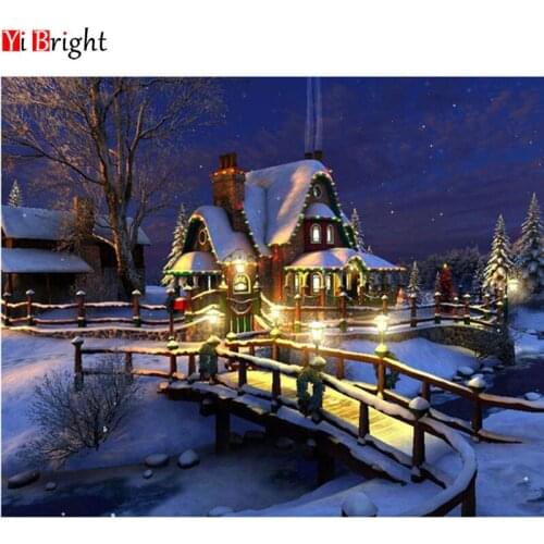 New 5D Diy Diamond Painting Night View Rhinestone Cross Stitch Kits Diamond Embroidery Needlework Set Cheap Christmas Eve XY1