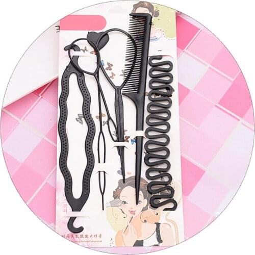 New Style 6pcs/set Hairstyle Braiding Tools Pull-through Hair Needle Hair Dispenser Disk Hair Comb Hair accessories