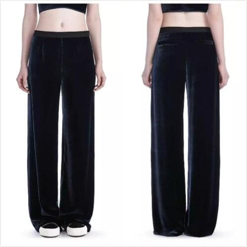 Autumn and winter new leisure wide leg pants women Europe and the United States fresh color velvet trousers AL33