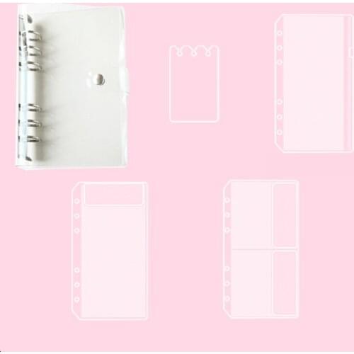 A6 Transparent PVC Notebook Sheet Shell Soft Binder 12pcs Index Planner 7pcs Storage Cards Holder Loose-Leaf Pouche Accessories