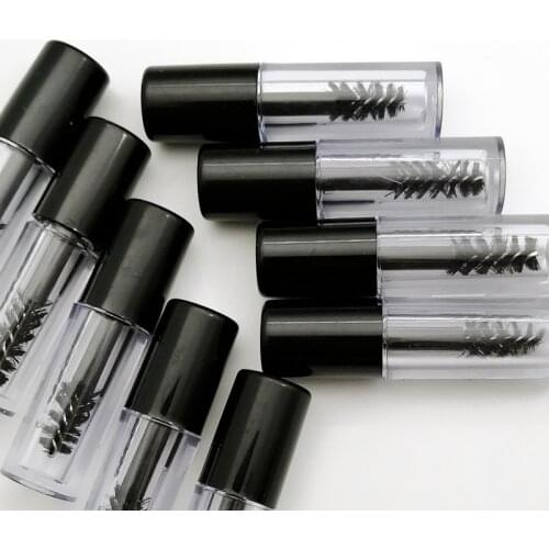 10/50/300pcs 3ml Black Cap Transparent Bottle Empty Mascara tube Lip Gloss Tube Refillable Small Sample Lipgloss Tubes Wholesale