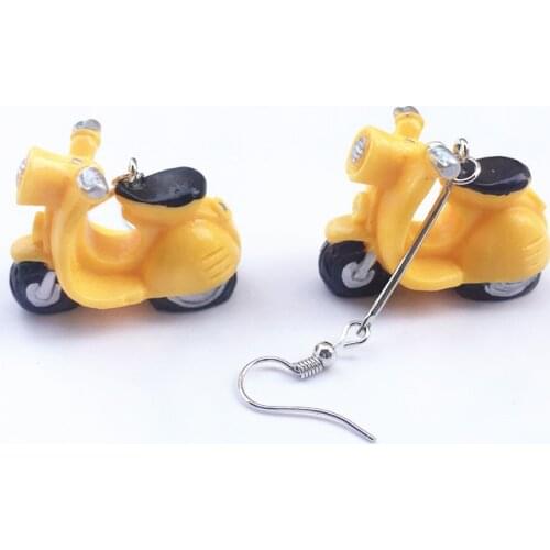 Creative Handmade 4 Colors Mini Motorcycle Drop Earrings for Women Girls Fashion Vintage Funny Motro Dangle Earrings Brincos