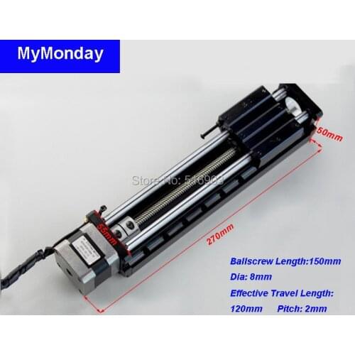 T8*2 Ballscrew 120mm Effective Travel Length Linear Guide Motion Moudle Sliding Table CNC+42 Nema 17 Stepper Motor 3D Printer