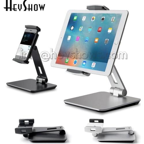Foldable Smartphone Tablet Stand Aluminum Desk Mount Bracket Holder Fit For 3.5-6.5 Inch Smartphone 7-13 Inch iPad Pro Air Mini