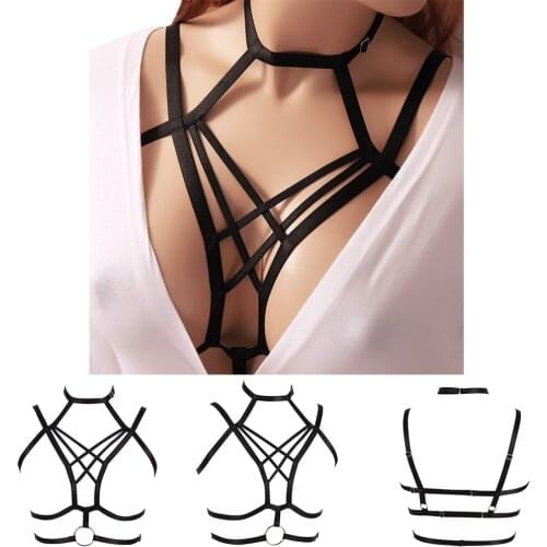Harness Tops Fashion Belt Hollow Bra Sexy Lingerie Adjust Waist Suspender Belt Pastel Goth Pole Dance Rave Costume Punk Goth