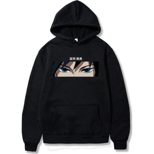 Anime Demon Slayer Streetwear Cartoon Giyu Tomioka Water Hashira Eyes Printed Hoodies For Men Funny Harajuku Streetwear