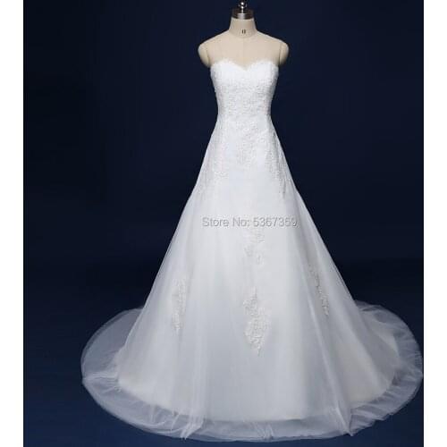 Vintage Lace Appliques Wedding-Dresses White Ivory Beautiful A Line Bridal Gown Vestido De Noiva