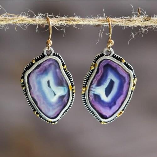 Vintage Shaped Purple Rhinestone Earrings Novel Irregular Design Handmade Small Statement Dangle Earring Pendientes Mujer Z3D397