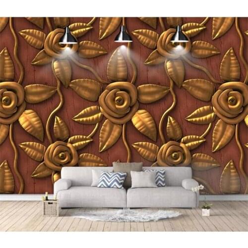 Vintage embossed golden rose Wallpaper for Walls 3d Wall Paper Background Painting Mural Wallpapers Home Improvement Decorate