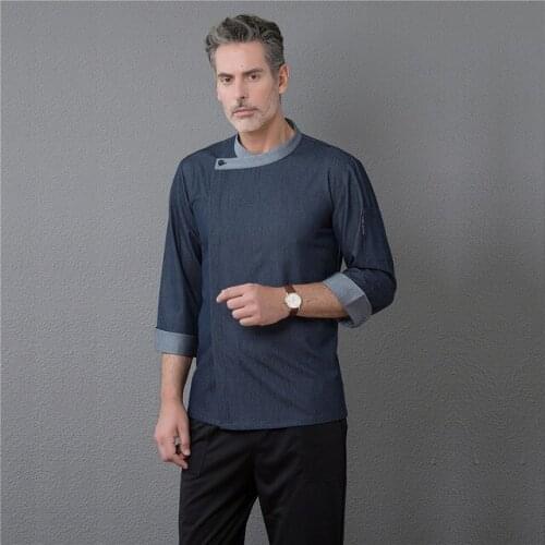 High End Restaurant Hotel Top Chef Waiter Long Sleeve Workwear Clothing Baker Barber Uniform Kitchen Master Cook Overalls Jacket