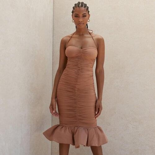 Women Dresses Sexy Party Club Elegant New Arrival HalterSleeveless Ladies Clothing 2021 Summer Autumn Dress