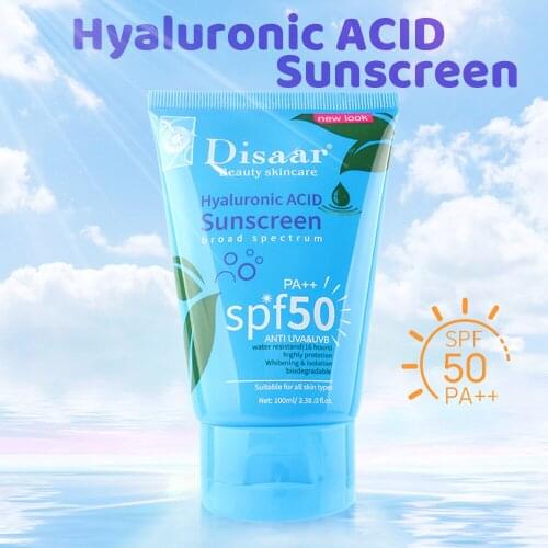 100ml DISAAR Sunscreen Private Label Hyaluronic Acid Face Sunscreen UV Protection Sunblock Natrual