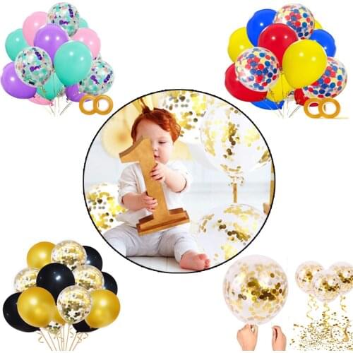 16pcs/lot 12inch Latex Balloons And Colored Confetti Birthday Party Decorations Blue Yellow Red Wedding Baby Shower Decoration