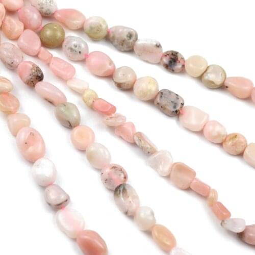 4~8mm Natural Irregular Pink Opal Stone Beads Charms Gravel Loose Spacer Bead For Jewelry Making DIY Perles Bracelet 15'' Strand