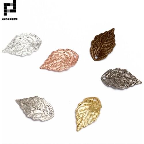 50pcs 10*18MM Gold Color Leaf Charms DIY Jewelry Vintage Bracelet Necklace Pendant Charms Wholesale Brass Material Findings