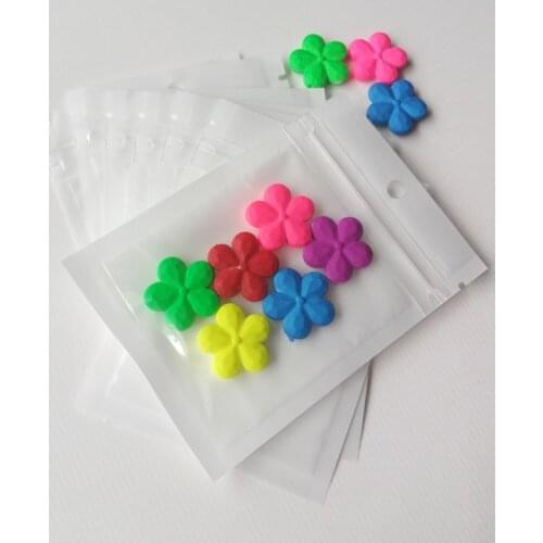 50pcs 6*10cm White/Clear Self Seal Zipper Plastic Packaging Pack Poly Bag Pearl Film Ziplock Jewelry Bags Package With Hang Hole
