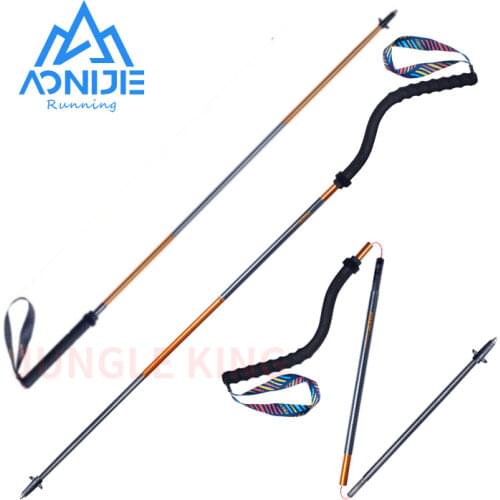 AONIJIE Golden E4201 M-Pole Folding Ultralight Quick Lock Hiking Trekking Poles Race Running Walking Shock Stick Carbon Fiber