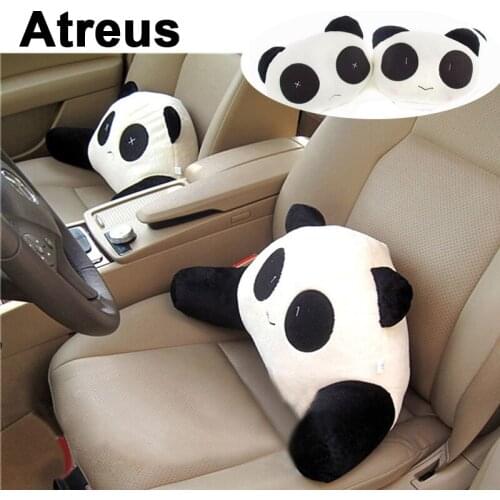 Atreus Cartoon Panda Car Neck Headrest Auto Waist Pillow For VW polo passat b5 b6 Mazda 3 6 cx-5 Toyota corolla Ford focus 2 3