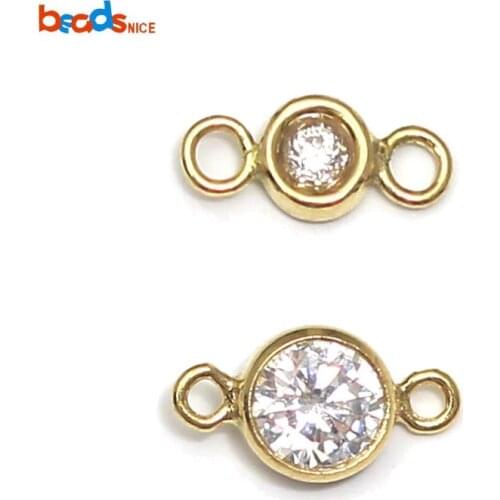 Beadsnice Gold Filled CZ Connector Charms for Necklace & Bracelet Jewelry Making Findings 40060