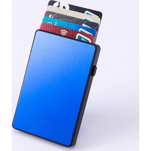 BISI GORO Fashion Slim Anti-theft RFID Clutch Card Holder Pop-up Push Button Aluminum Single Box Smart Wallet New Name Card Case