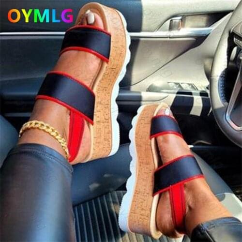 Summer new large size Roman style thick-soled wedge with buckle platform heel sandals womens two sandals with increased height