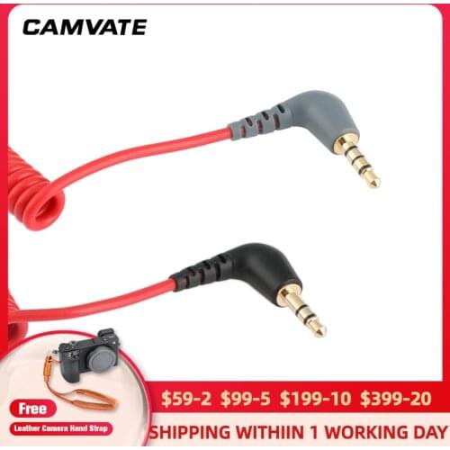 CAMVATE 3.5mm Right-Angle Male TRS To 3.5mm Male Right-Angle TRRS Coiled Cable For Smartphone /Tablet,BOYA/Rode Microphone New