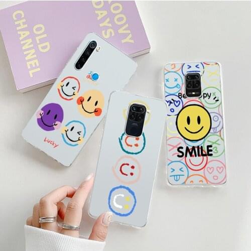 Phone Case for Samsung S21 S20 S10 S9 S8 Plus Lite Note10 20 Ultra Fashion Cartoon Smile Face Clear Soft TPU Protective Cover
