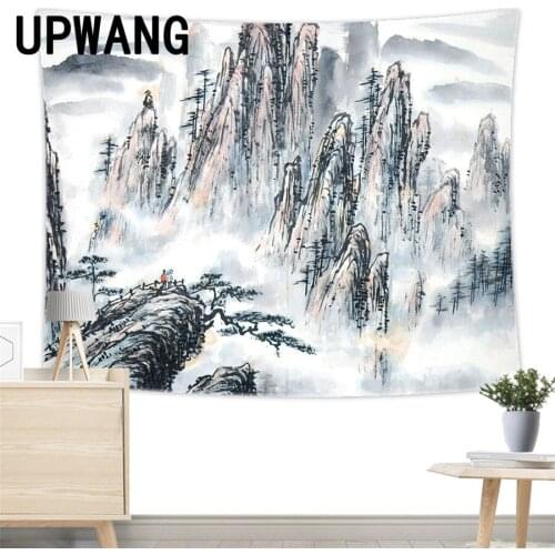 Ink Painting Tapestry Wall Hanging Sandy Beach Picnic Rug Camping Tent Sleeping Pad Home Decor Bedspread Sheet Wall Cloth