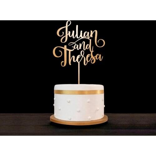 Customized Engagement Monogram Cake Topper Personalized Bride & Groom Name Cake Topper for Wedding Anniversary Party
