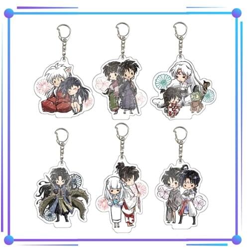 Anime Inuyasha Acrylic Keychain Sesshoumaru Naraku Kikyo Higurashi Kagome Cartoon Keyring Pendant Toy Comic Bag Decor Cosplay