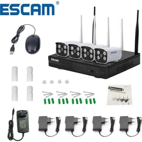ESCAM WNK403 Plug and Play Wireless NVR Kit P2P 720P HD Outdoor IR Night Vision Security IP Camera WIFI CCTV System
