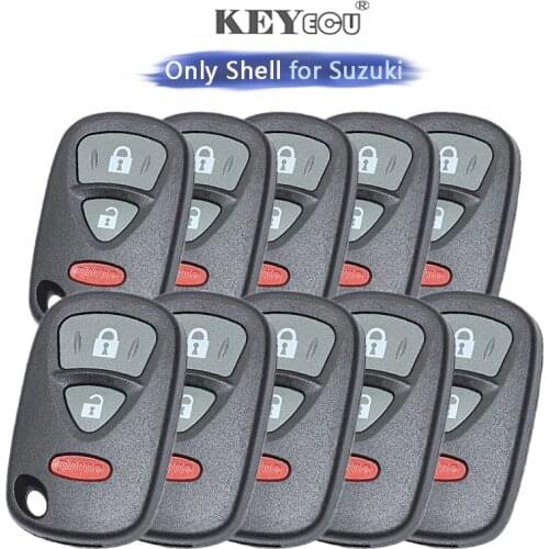 KEYECU 10 PCS / Set for Suzuki Use for USA Grand Vitara SX4 XL-7 Replacement 2+1 3 Button Remote Key Shell Case Fob