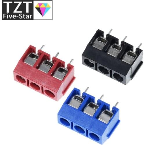 10PCS KF301- 3P screw 5.0mm terminal block 3 Pin Spliceable pcb terminal block Connector Black Red And Blue