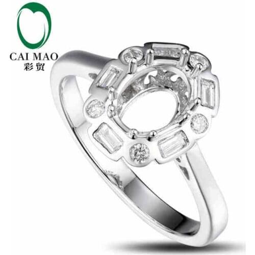 CaiMao Oval cut Semi Mount Ring Settings & 0.26ct Diamond 18k White Gold Gemstone Engagement Ring Fine Jewelry