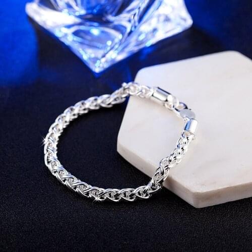 Pulseira masculina Creative twist circle chain women men silver bracelets listings high-quality fashion jewelry